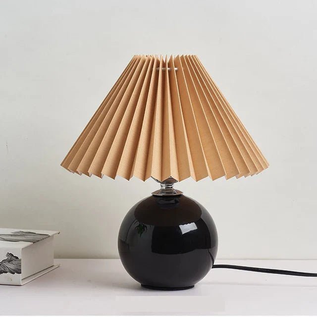 Vintage Table Lamp - Elegant Pleated Shade for Cozy Nightstand Lighting 6