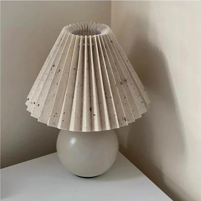 Vintage Table Lamp - Elegant Pleated Shade for Cozy Nightstand Lighting 7