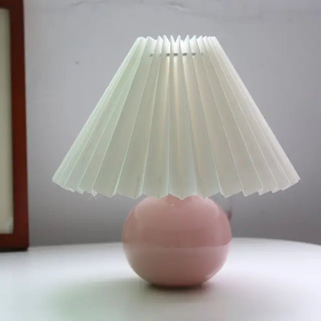 Vintage Table Lamp - Elegant Pleated Shade for Cozy Nightstand Lighting 8