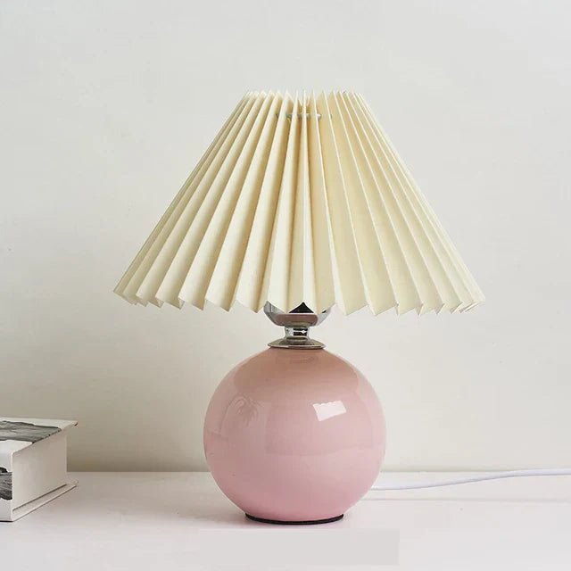 Vintage Table Lamp - Elegant Pleated Shade for Cozy Nightstand Lighting 9