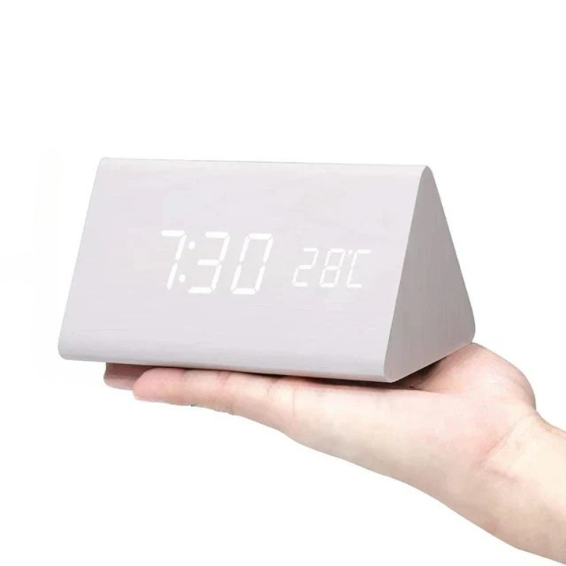 WOODLUME - Minimalistische houten LED-klok met stem- en klapbediening
