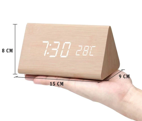 WOODLUME - Minimalistische houten LED-klok met stem- en klapbediening