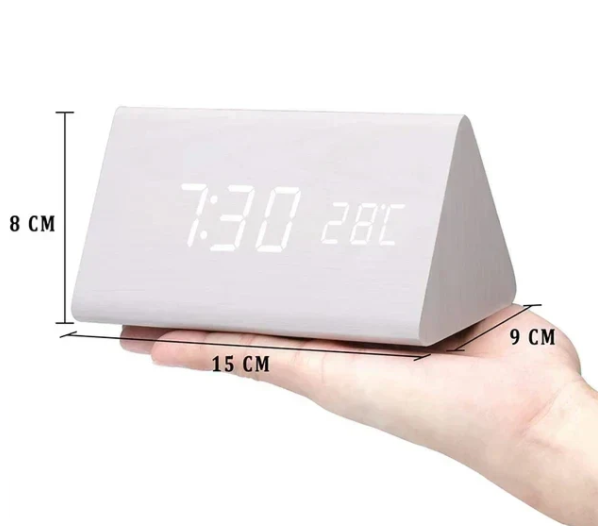 WOODLUME - Minimalistische houten LED-klok met stem- en klapbediening