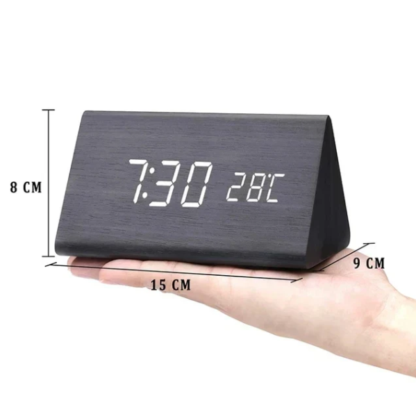 WOODLUME - Minimalistische houten LED-klok met stem- en klapbediening