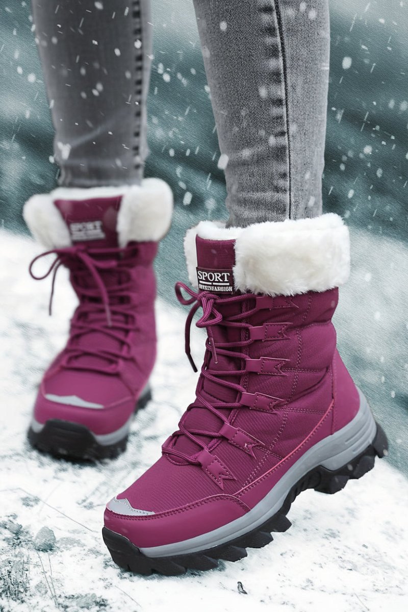 WARMFASHION – Fashionable women's winter ankle boots with plush lining & secure sole 8