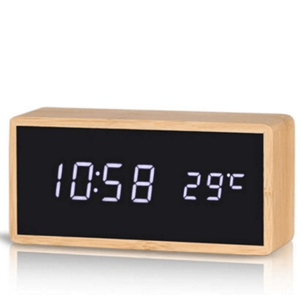 ZENORIS – LED bamboo alarm clock with temperature display & USB/battery operation 8