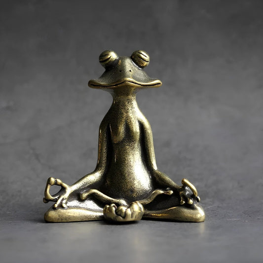 Zenora Brass Meditating Frog Incense Holder | Handcrafted solid brass décor piece for mindful living and relaxation 0
