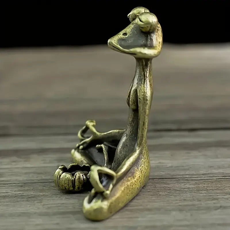 Zenora Brass Meditating Frog Incense Holder | Handcrafted solid brass décor piece for mindful living and relaxation 1