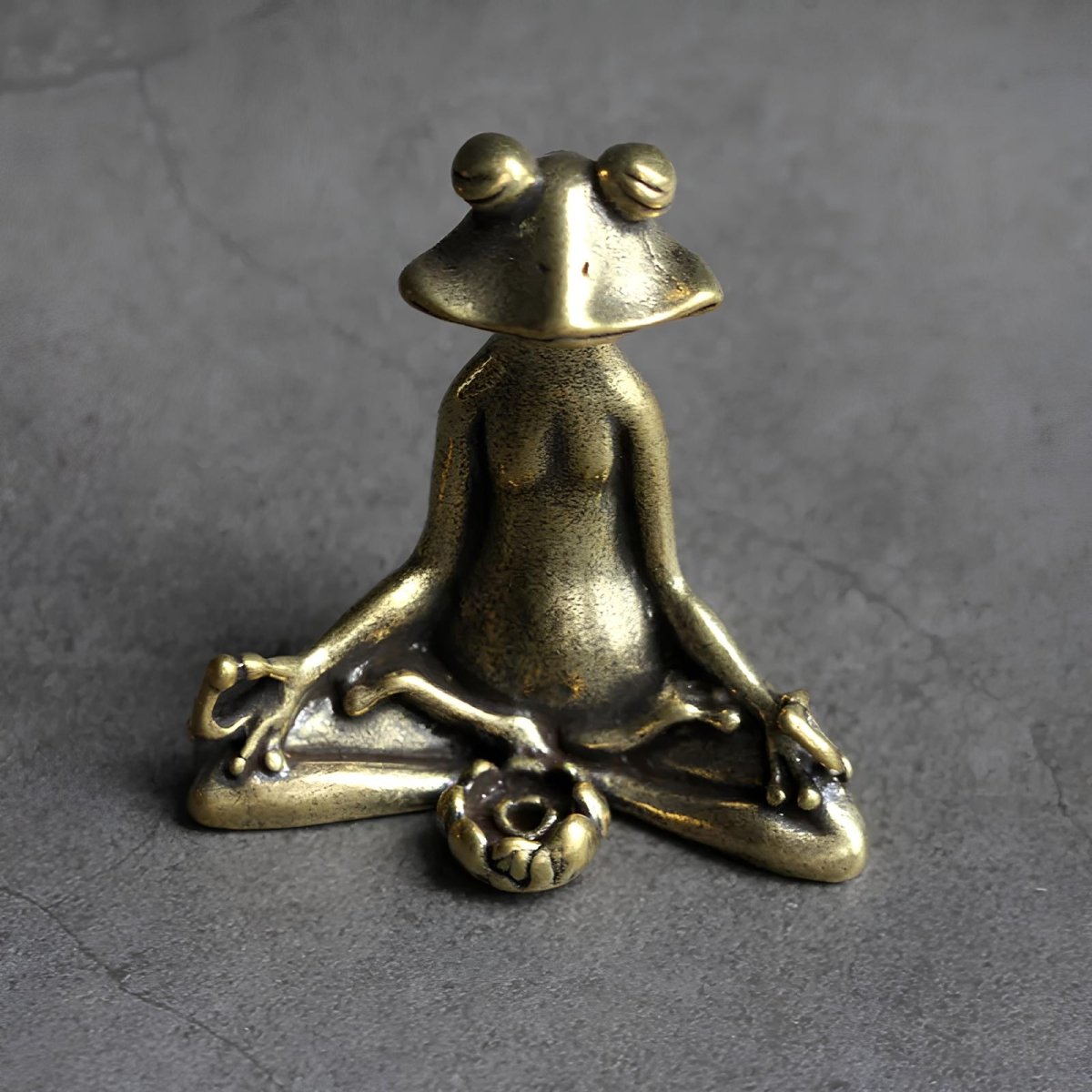 Zenora Brass Meditating Frog Incense Holder | Handcrafted solid brass décor piece for mindful living and relaxation 2