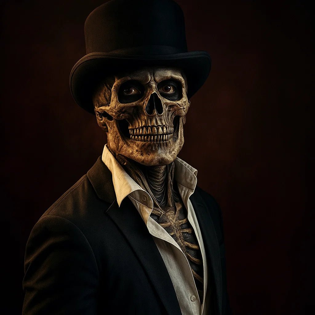 BONESHADE – Realistic Skeleton Mask with Hat for Ultimate Halloween Disguise
