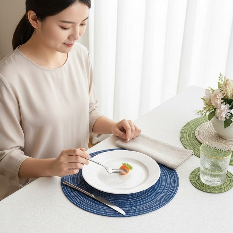 RAMIEBRAID – 4PCS Round Woven Table Placemats, Anti-Slip & Non-Slip Design