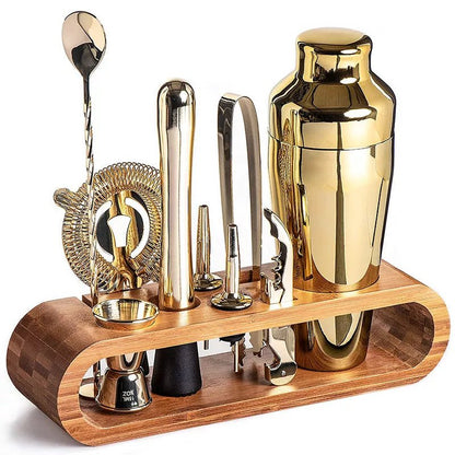 MIXCRAFT 10 - Roestvrijstalen cocktailshakerset met 10 essentiële bartools en standaard
