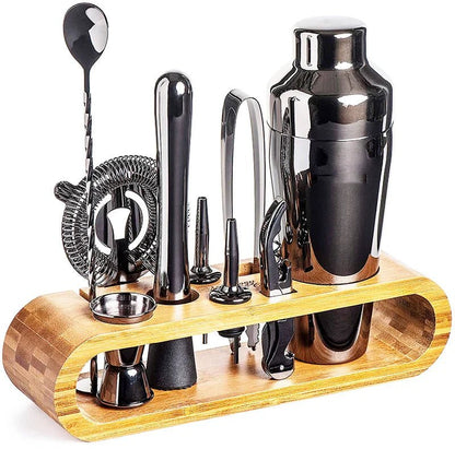 MIXCRAFT 10 - Roestvrijstalen cocktailshakerset met 10 essentiële bartools en standaard