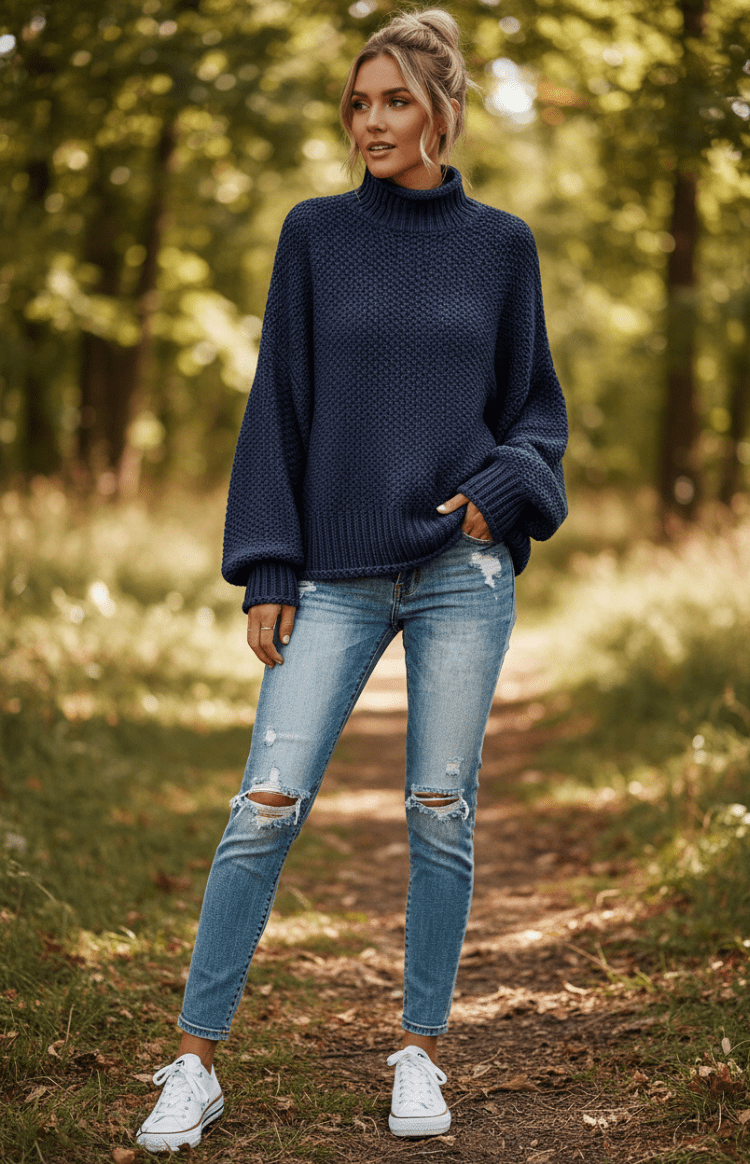 WARMÉE – Cozy Oversized Chunky Knit Turtleneck Sweater for Relaxed Winter Style