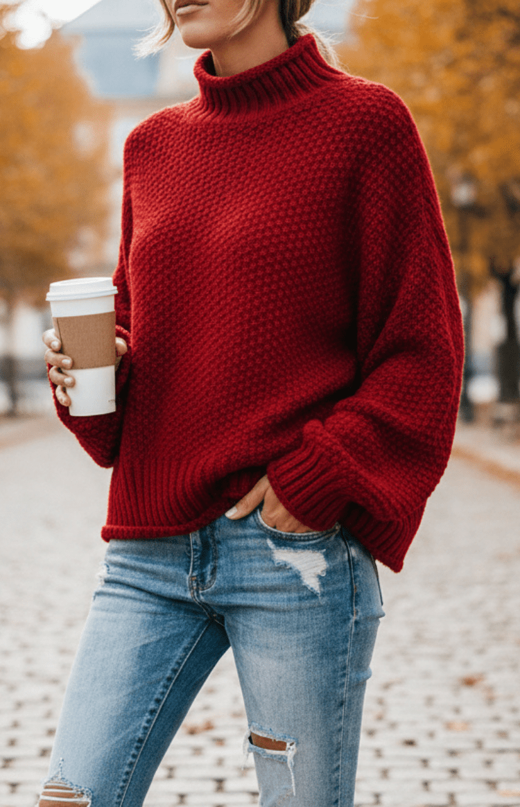 WARMÉE – Cozy Oversized Chunky Knit Turtleneck Sweater for Relaxed Winter Style