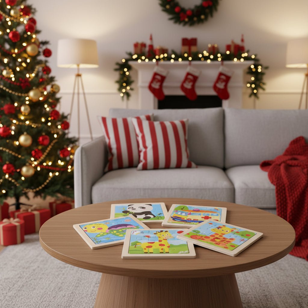 11cm/4.33in Kids Wooden Jigsaw Puzzle Games Cartoon Animal Vehicle Pattern Children Montessori Educational Toys 1