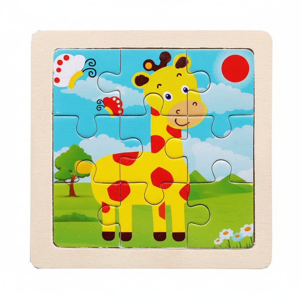 11cm/4.33in Kids Wooden Jigsaw Puzzle Games Cartoon Animal Vehicle Pattern Children Montessori Educational Toys 10