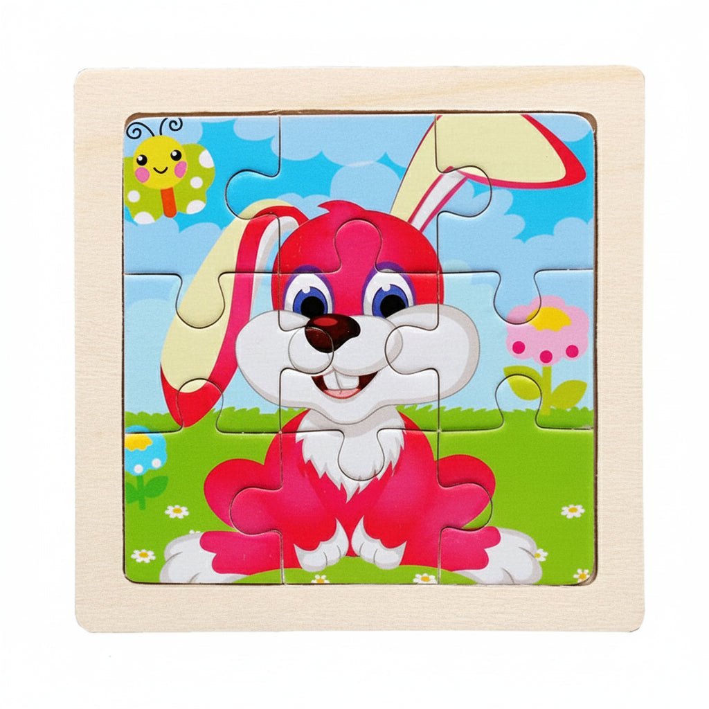 11cm/4.33in Kids Wooden Jigsaw Puzzle Games Cartoon Animal Vehicle Pattern Children Montessori Educational Toys 11