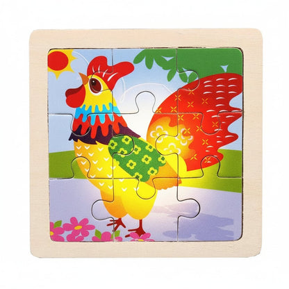 11cm/4.33in Kids Wooden Jigsaw Puzzle Games Cartoon Animal Vehicle Pattern Children Montessori Educational Toys 14