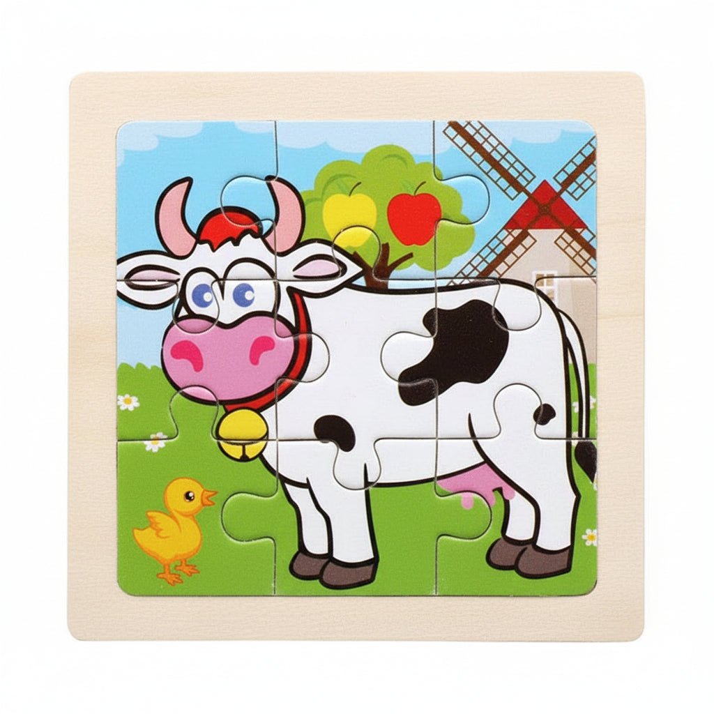 11cm/4.33in Kids Wooden Jigsaw Puzzle Games Cartoon Animal Vehicle Pattern Children Montessori Educational Toys 15