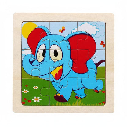 11cm/4.33in Kids Wooden Jigsaw Puzzle Games Cartoon Animal Vehicle Pattern Children Montessori Educational Toys 18