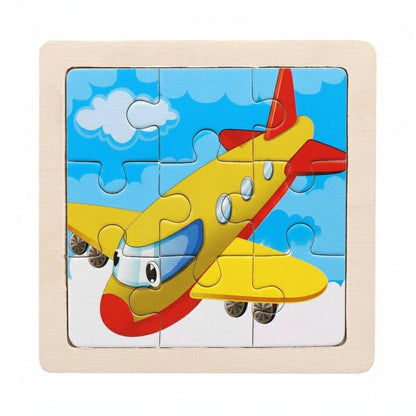 11cm/4.33in Kids Wooden Jigsaw Puzzle Games Cartoon Animal Vehicle Pattern Children Montessori Educational Toys 19