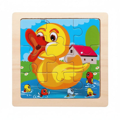 11cm/4.33in Kids Wooden Jigsaw Puzzle Games Cartoon Animal Vehicle Pattern Children Montessori Educational Toys 22