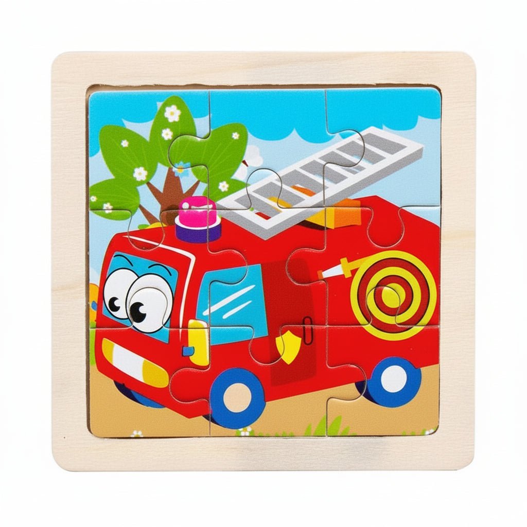 11cm/4.33in Kids Wooden Jigsaw Puzzle Games Cartoon Animal Vehicle Pattern Children Montessori Educational Toys 6
