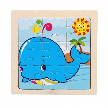 11cm/4.33in Kids Wooden Jigsaw Puzzle Games Cartoon Animal Vehicle Pattern Children Montessori Educational Toys 8