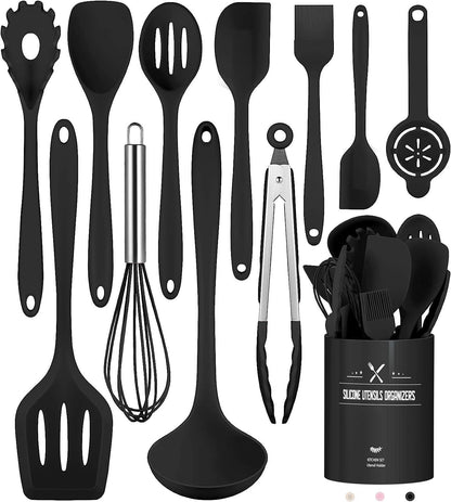 12-Piece Silicone Kitchen Utensil Set - Heat-Resistant Spatula, Ladle & More 3