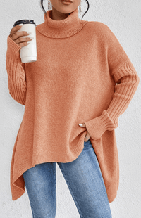 FLEURÉ – Cozy Oversized Turtleneck Knit Sweater for Relaxed Comfort and Style