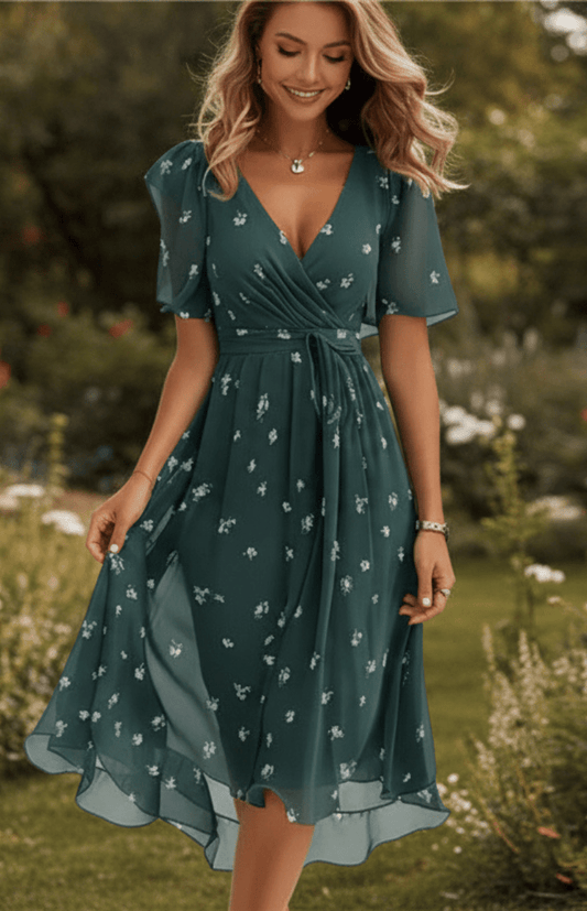 LUNAVÉ – Flattering V-Neck Maxi Dress for Casual and Formal Style