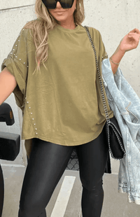 LUNA-STREET – Oversized Studded T-Shirt in Soft Fabric for Bold Style