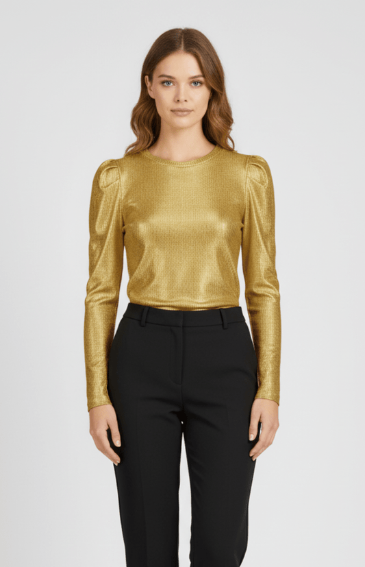 SHIMMERIA – Elegant Sparkling Evening Top with Dramatic Sleeves