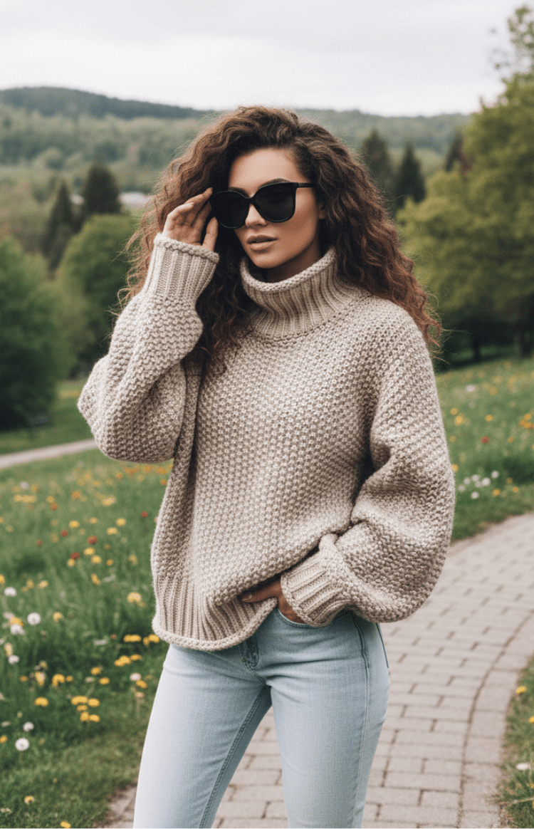 WARMÉE – Cozy Oversized Chunky Knit Turtleneck Sweater for Relaxed Winter Style