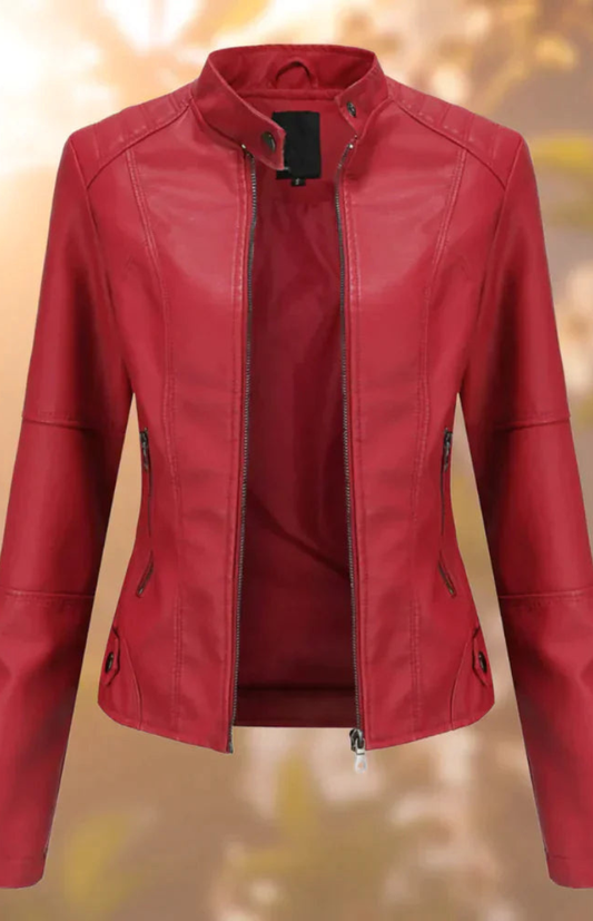 AURAEDGE – Stylish Women’s Leather Jacket Structured Fit Full Zip