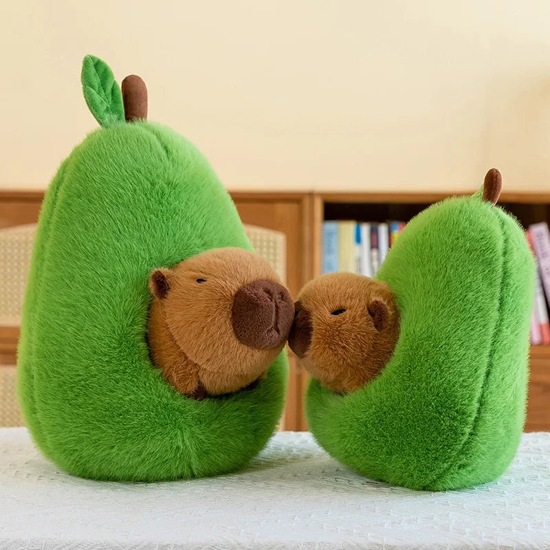 2-in-1 Plush Toy - Baby Avocado Capybara & Apple Pig Stuffed Animals for Kids 0
