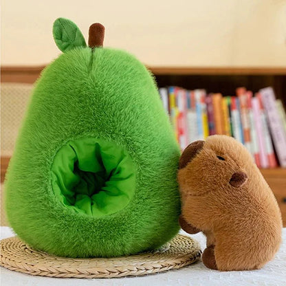 2-in-1 Plush Toy - Baby Avocado Capybara & Apple Pig Stuffed Animals for Kids 1