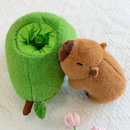 2-in-1 Plush Toy - Baby Avocado Capybara & Apple Pig Stuffed Animals for Kids 2
