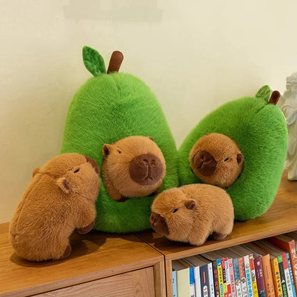 2-in-1 Plush Toy - Baby Avocado Capybara & Apple Pig Stuffed Animals for Kids 3