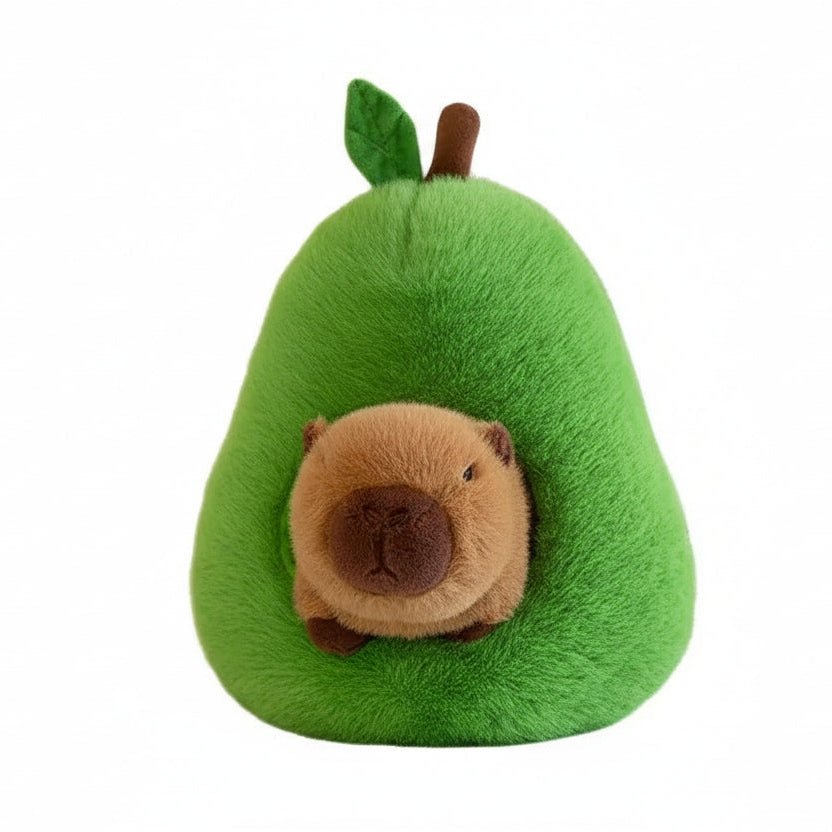 2-in-1 Plush Toy - Baby Avocado Capybara & Apple Pig Stuffed Animals for Kids 4