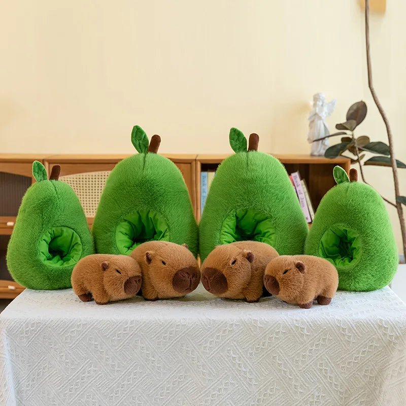 2-in-1 Plush Toy - Baby Avocado Capybara & Apple Pig Stuffed Animals for Kids 5