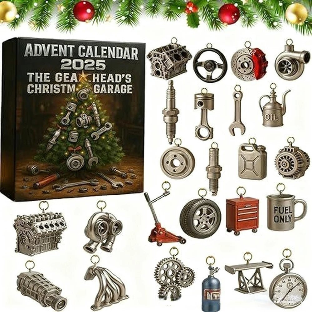 2025 Advent Calendar 24 Days Mini Auto Parts And Tools Countdown Calendar Festive Ornament For Car Enthusiasts Workshop Men 2