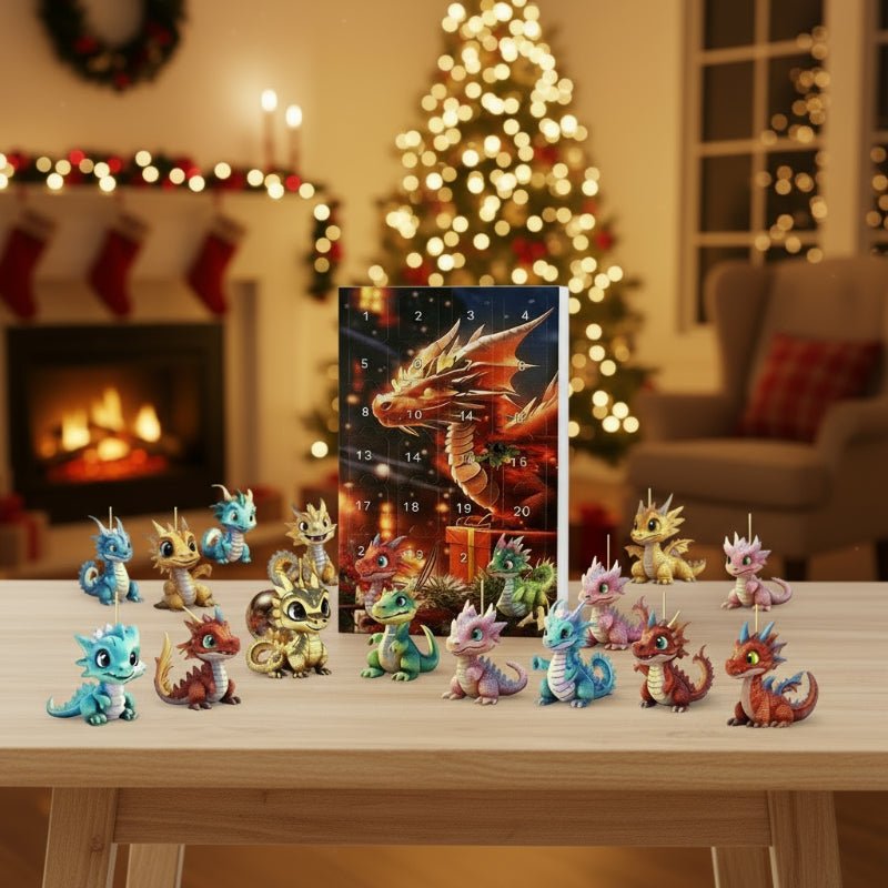 2D Dragon Advent Calendar Set - 24 Acrylic Ornaments for Christmas Countdown Decor 2