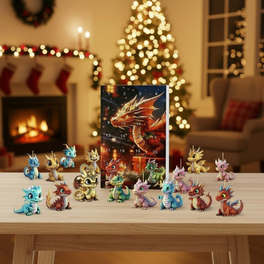 2D Dragon Advent Calendar Set - 24 Acrylic Ornaments for Christmas Countdown Decor 2