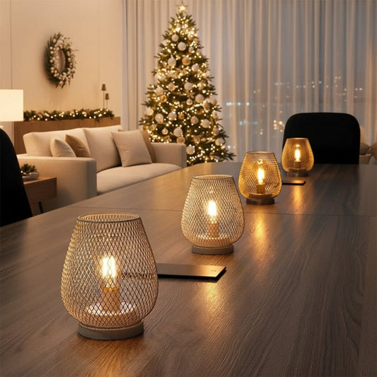 2Pcs White Metal Table Lamp Battery Operated Lamp Outdoor Lantern with LED Edison Bulb for Weddings Party Patio Event Home Decor 4