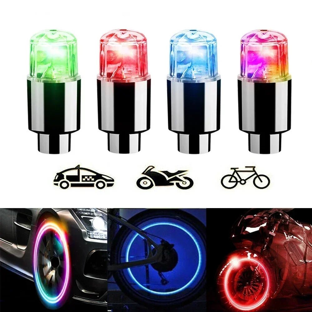 2/10Pcs Colorful LED Wheel Valve Lights Motorcycle Car Wheel Tire Valve Caps Universal Dustproof Bicycle Valve Cover 4