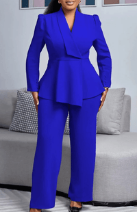VESTALIA – Tailored Long Blazer and Wide-Leg Trousers Women's Suit Set