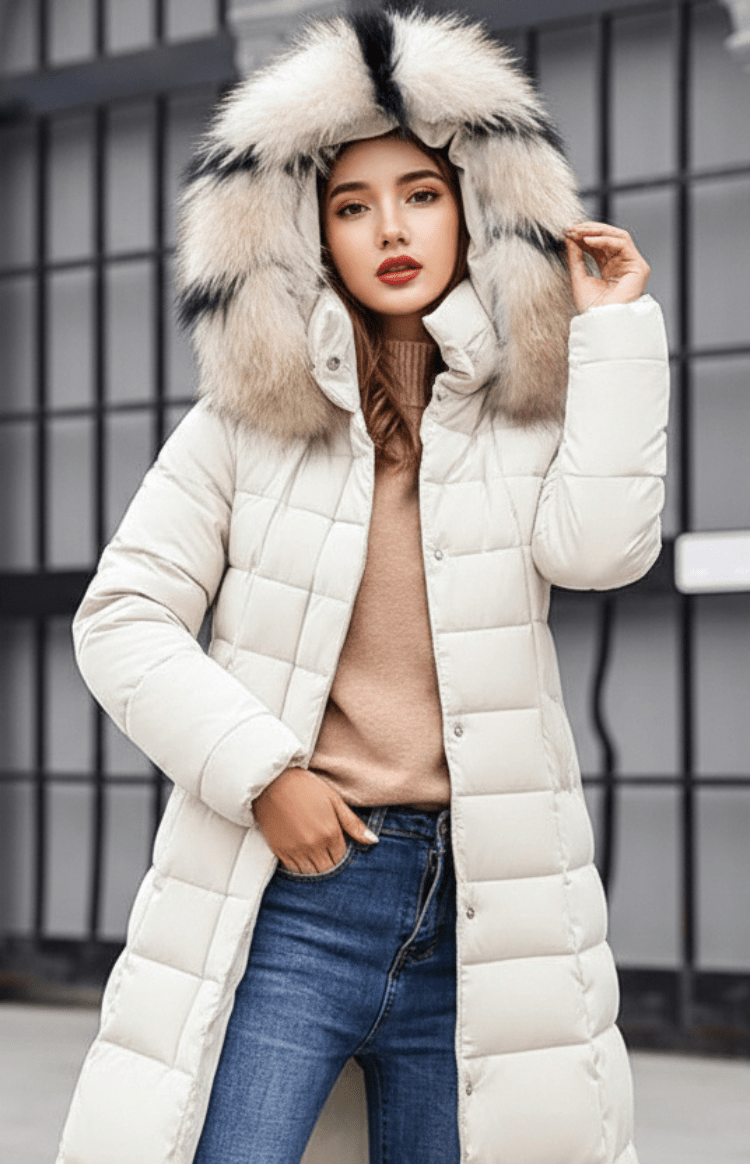 COZYRA – Sleek Long Winter Puffer Jacket with Hood for Women | Warm & Stylish