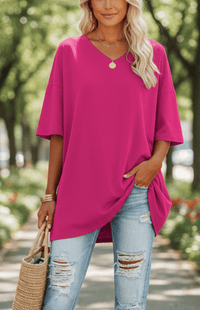 ALVESSA – Elegant Casual V-Neck T-Shirt, Soft & Breathable Fabric